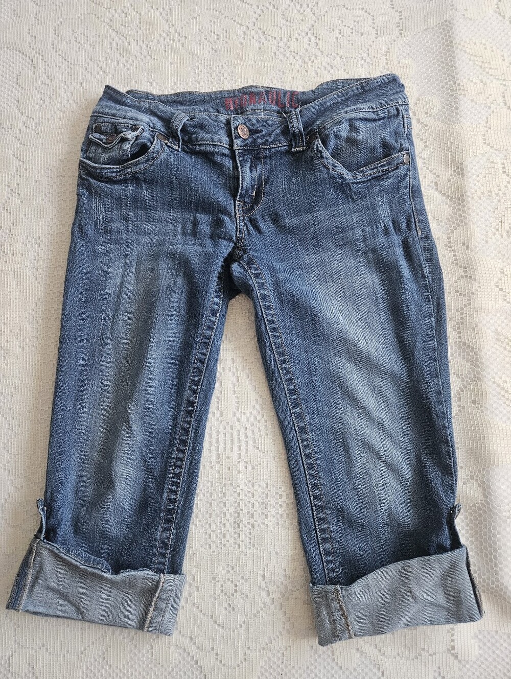 Hydraulic Low Rise Rolled-Cuff Denim Jean Capris Size 9/10